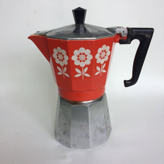 Items similar to Vintage Italian Espresso Pot With Retro Flower Pattern on Etsy