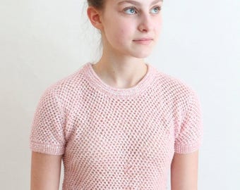 50s sweater - 1950s pink angora sequined sweater
