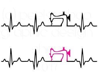 Sewing Machine Heartbeat Sewing SVG Cut File | Silhouette Cut File | Cricut Cut File | SVG Cut File | Commercial Use SVG