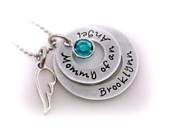 Mommy Of An Angel Necklace Personalized Memorial Jewelry Custom Remembrance Necklace Memorial Necklace Hand Stamped Jewelry
