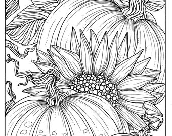 5 Pages Fabulous Fall Digital Downloads to Color Punpkins