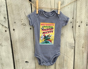 3 Month Tugboat Mickey Mouse Inspired Bodysuit