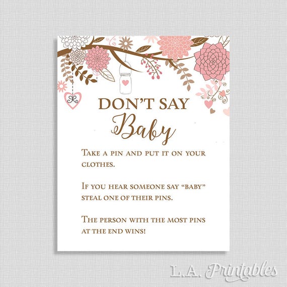 Don't Say Baby Printable Game Sign Baby Shower Game
