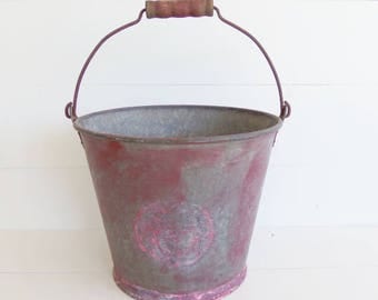 Vintage Galvanized Pail, Heavy Duty Bucket, Garden Planter