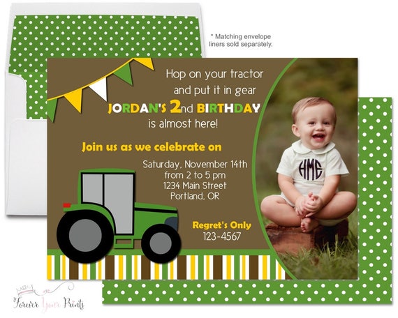 Tractor Birthday Invitation - Boys Birthday Invitation - Tractor Party Invite - Tractor Invitation - Tractor Party - Birthday Party Invite Il_570xn