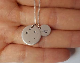 Sterling Silver Libra Necklace, Personalized Jewelry, Initial Zodiac Necklace, Constellation Necklace, Mother's Gift, Birthday Gift