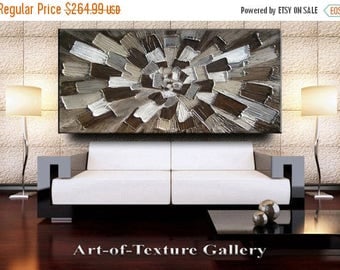 SALE 56 x 30 Custom Original Abstract Heavy Texture Brown Neutrals Grays Modern Oil Painting by Je Hlobik