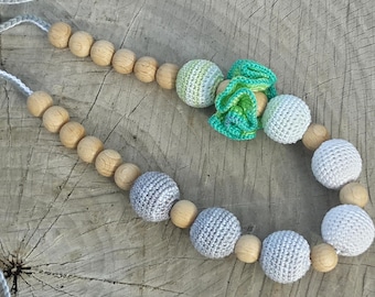 Crochet Nursing Necklace - Breastfeeding Necklace - Teething necklace with crochet beads