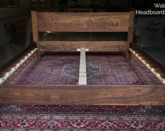 WALNUT Simple Platform Bed Frame with Straight Headboard, Custom Made of Solid Walnut Hardwoods, Twin, Full, Queen, King or California King