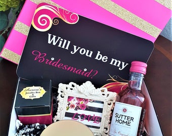 Bridesmaids Gift Box-Will you be my bridesmaid gift box-Maid of Honor Gift Box-Bridesmaids Proposal Box-Wedding Gift Set-Thank you gift box