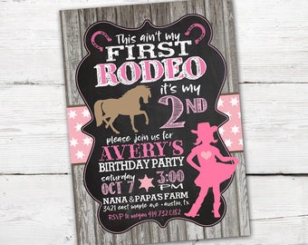 First Rodeo Birthday Invitation, First Rodeo Birthday, Cowgirl Birthday Invitation, Horse Birthday Party, DIGITAL, This Ain't My First Rodeo