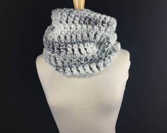 Hooded cowl, Gray cowl, chunky infinity scarf Chunky Cowl Snood, Crochet scarf, Knit scarf, Scarf crochet, (The Harvard Warmer Marble)