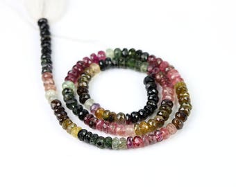 Tourmaline Mico Faceted Rondelles 10 Pieces 4MM Pink Green Yellow Brown Petro Semi Precious Gemstone