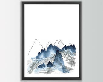 Abstract Mountain. Nature Watercolor Print. Mountain Art print. Mountain watercolor. Nature prints. Watercolor Mountains.