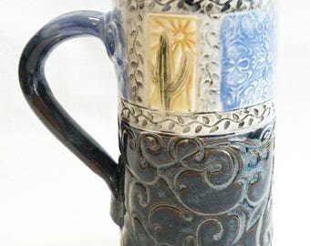 ceramic cactus coffee mug 20oz stoneware 20D056