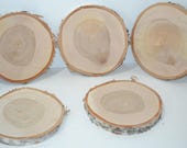 Birch Wood Slice with Bark 8" to 8 1/2" diameter x 1" thick.  Set of Five