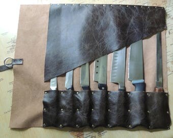 Handmade Leather Knife roll / chef roll / chef bag / tool roll 7