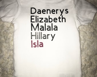 Greatest Women to live game of thrones hillary malala personalized elizabeth onesie tshirt