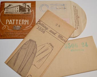 vintage 1940s skirt pattern: Kansas City Star Georgette pattern 3506, mail order pattern