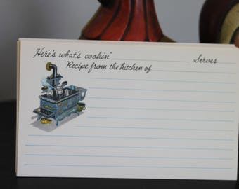 Vintage NOS recipe cards, Stove and Cat, Unused recipe cards set of 25 ( 5 sets available) Vintage 3 by 5 cards, vintage 3x5 recipe cards