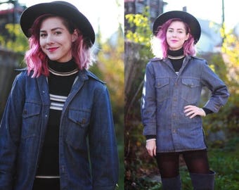 20% OFF Vintage 1970s Sears & Roebuck women's xsmall / small denim jacket / shirt / dark / medium wash denim / jean jacket / top /