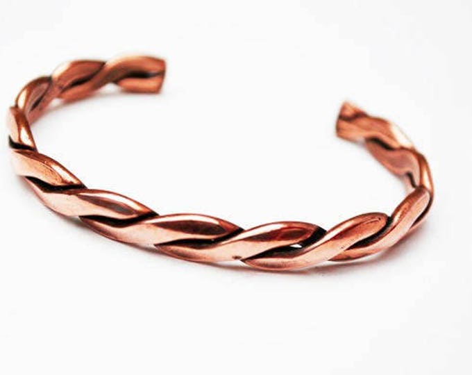 Copper Cuff Bracelet- braided twisted copper bangle