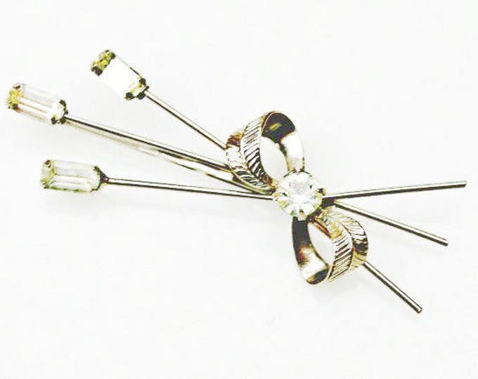 Rhinestone hair clip - silver bling flower barrette - floral bobby pin - Wedding bride