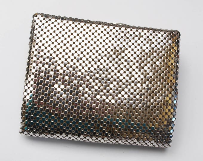 Silver Metal Mesh wallet - Whiting and Davis signed - snap change wallet