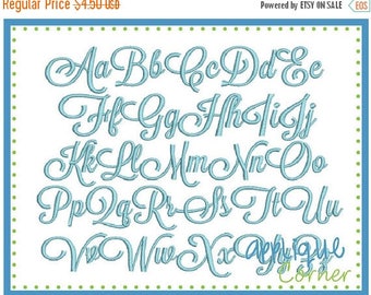 40% OFF 1022 Sunday Script Embroidery Font in bx, dst, jef and pes digital design for embroidery machine by Applique Corner