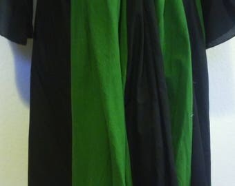 Green and Black Panel Skirt in Cotton