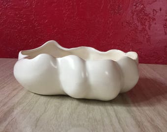 Vintage Mid Century Creamy White Pottery Planter