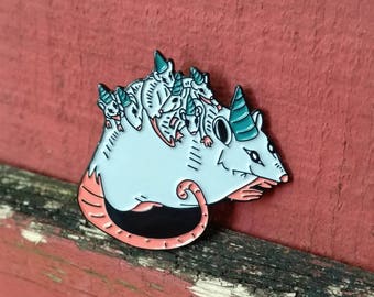 Possum Party - enamel pin -lapel pin - 1.5 inch enamel pin- opossum - baby possum - party hat