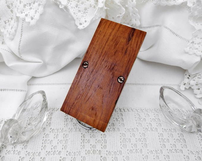 Vintage Glass Duck Salt and Pepper Serving Vessels Glass Spoon with Wooden and Metal Tray From France, French Salt N Pepper Tableware