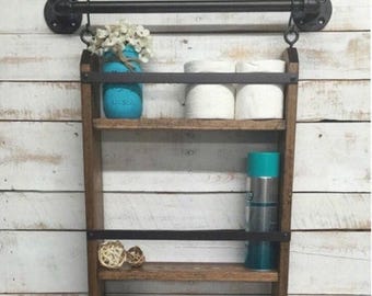 ON SALE Industrial Farmhouse Decor-Bathroom Shelving-Rustic Wood Shelf-Rustic Home Decor
