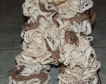 scarf ruffled beige and camel neck 401