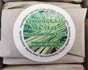 Lemongrass Tea Tree Handmade Soap 4.5 oz ~ naturally scented