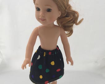 Wellie Wishers Skirt - Doll Clothes - 14" Doll Skirt - Polka Dots - Doll Accessories - Doll Skirt - Mix and Match