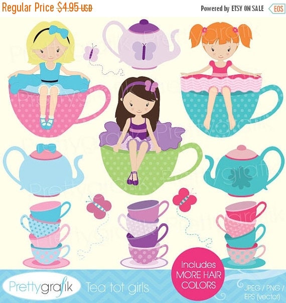 80% OFF SALE tea party clipart for scrapbooking, commercial use, vector graphics, digital clip art, digital images - CL515 Il_570xn