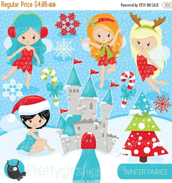80% OFF SALE 80 Percent 0FF Sale Christmas fairies characters clipart commercial use, vector graphics, digital clip art - Cl929 Il_570xn