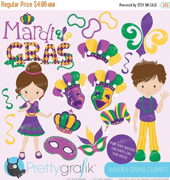 80% OFF SALE Mardi Gras clipart commercial use, vector graphics, digital clip art, digital images - CL640 Il_570xn