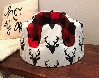 Black and Cream Buck and Buffalo Red Plaid Bumbo Cover