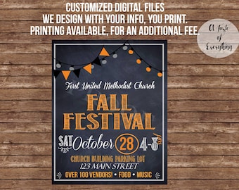 Fall Festival flyer- DIGITAL FILES - Craft fair, Church event, carnival, trunk or treat, Halloween, Fall Event, Holiday bazaar, Craft show