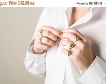 SALE Personalized Signet ring, Monogram Signet Ring, Engraved Letter, 14K Gold plated, 14K Gold Filled, Signet Ring, Pinky Signet ring, Seal