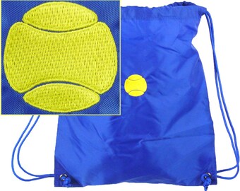 Neon Tennis Ball Cinch Bag Monogram Custom Embroidered + Name Your School Colors Draw String Backpack
