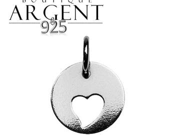 Silver charm heart 12.3 X 9.3 mm with ring