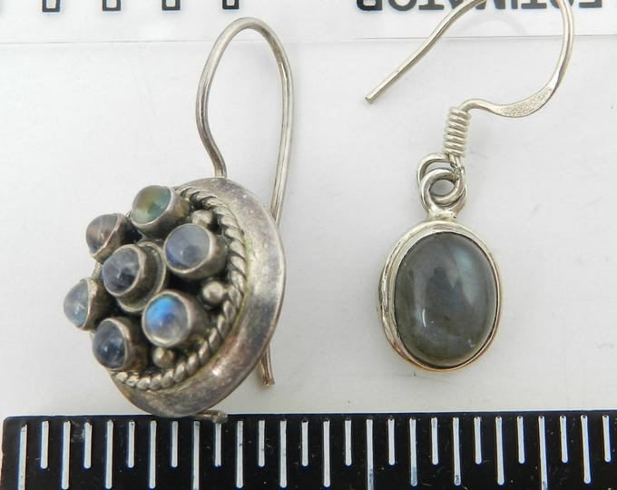 Vintage Sterling Earring Lot Single Pieces Single Sterling Silver Moonstone Earring For Wear or Crafts
