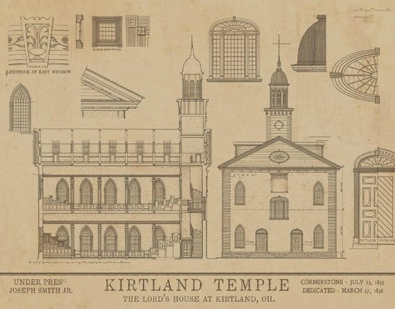 Kirtland Temple Blueprints LDS Mormon Nauvoo Art
