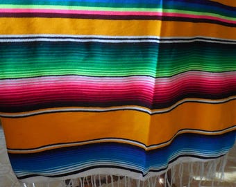 Vintage Mexican Blanket, Antique Mexican Serape Saltillo Blanket, Large Vintage Serape, Serape, Fiesta, Mexican Decor, Cinco de Mayo