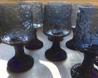 Set of 7 Cobalt 10 0z Lenox Impromptu Water Glassed