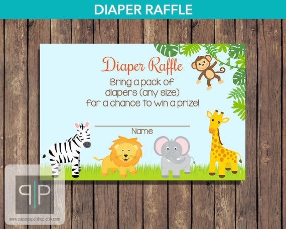 INSTANT DOWNLOAD Jungle Diaper Raffle Tickets, Printable Safari Diaper ...